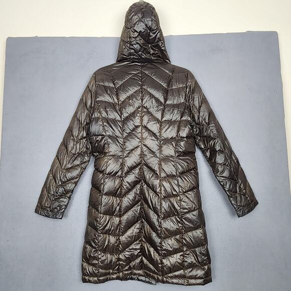 Calvin Klein Puffer Jacket Womens Small Brown Packable Lightweight Down Hooded - Picture 2 of 16